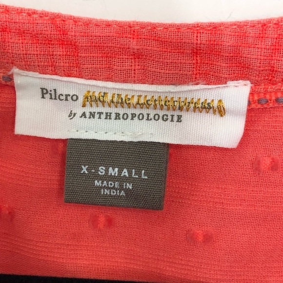 ANTHROPOLOGIE Pilcrow and the letterpress coral button down tunic blouse - Picture 5 of 11